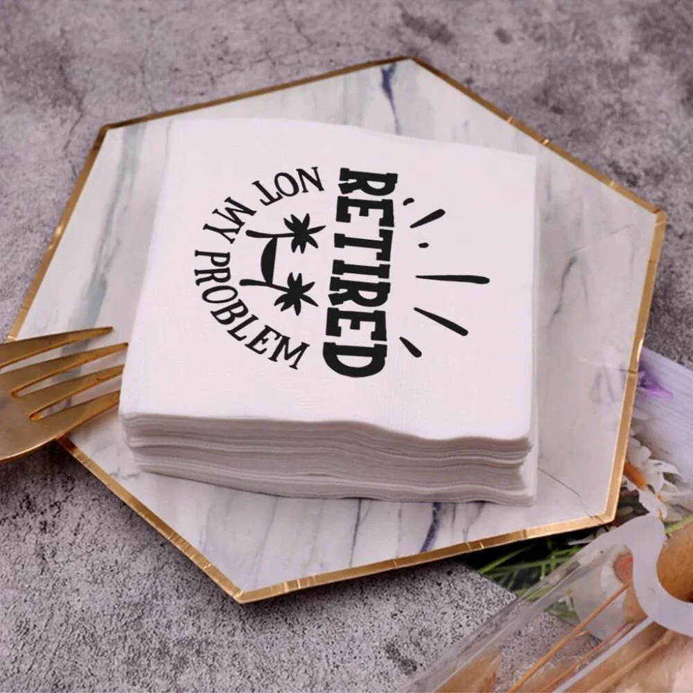 NEW Pack of 100 4.5 x 4.5 Retirement Cocktail Napkins Party Napkins Beverage